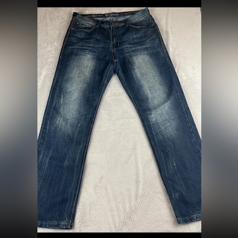 Departed mens Scott slim straight medium wash blue denim jeans size 36x30